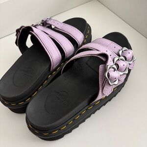 Dr Martens Blaire Slide Lilac Flower Buckle Sandals